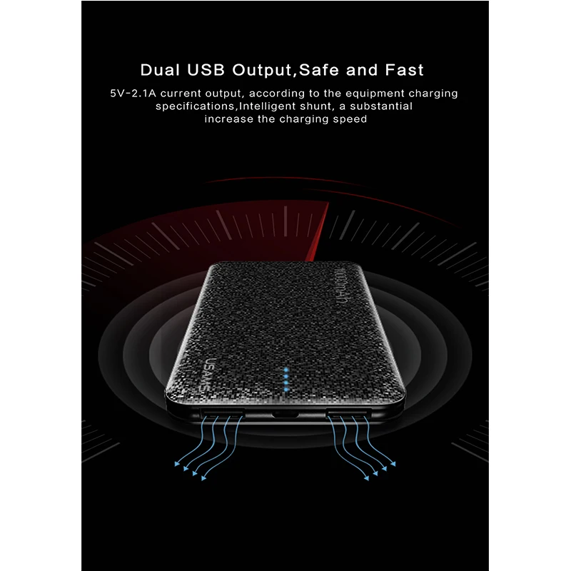 2019 блок питания CD21 USAMS Mosaic ультра тонкий 10000mAh банк для iPhone 5 6 7 8X samsung мобильный