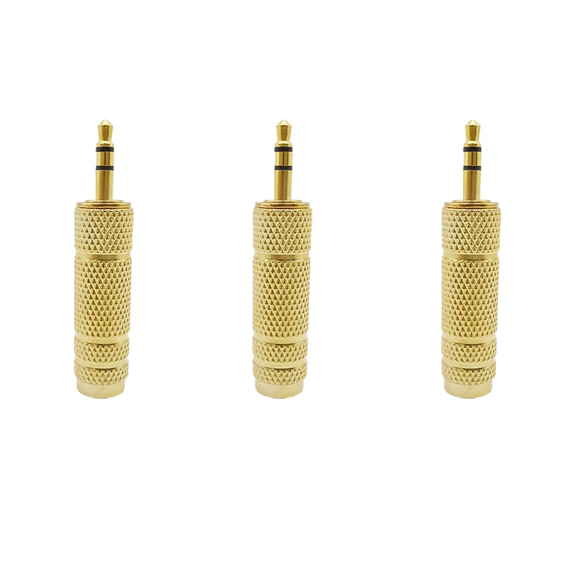 Переходник со штекера 3 5 мм на гнездо 6 35 стерео аудио адаптер Позолоченный разъем