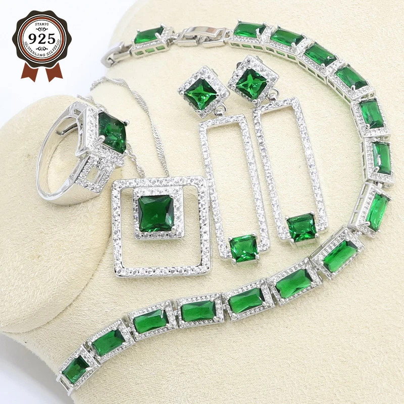 Геометрическая зеленая циркониевая Серебряная цветная стандартная Свадебная