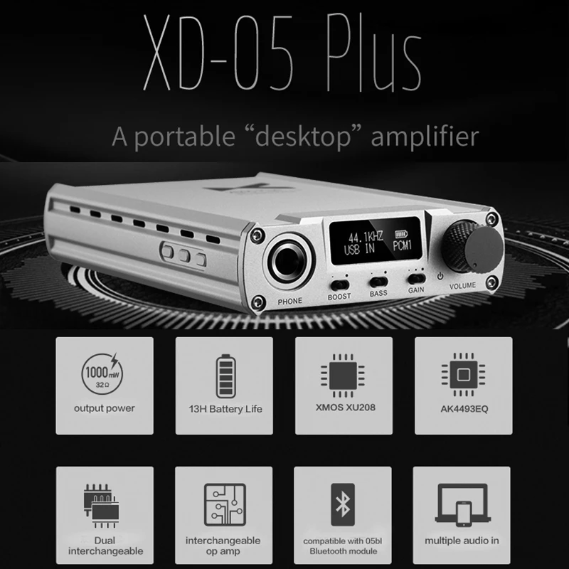 XDuoo XD 05 Plus 1000 мВт портативный USB DAC усилитель для наушников AMP С XMOS XU208 AK4493EQ 32 бит/384