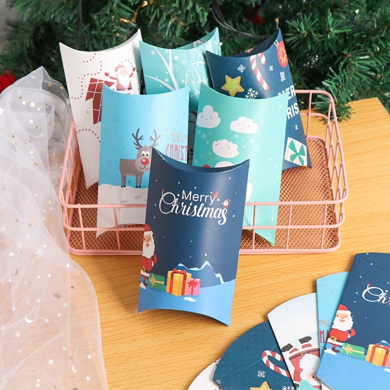 2020 5pcs/set Christmas Gift Box Pillow Shape Xmas Tree Elk Gifts Candy Bag Paper Cookies Boxes Party Favors | Дом и сад