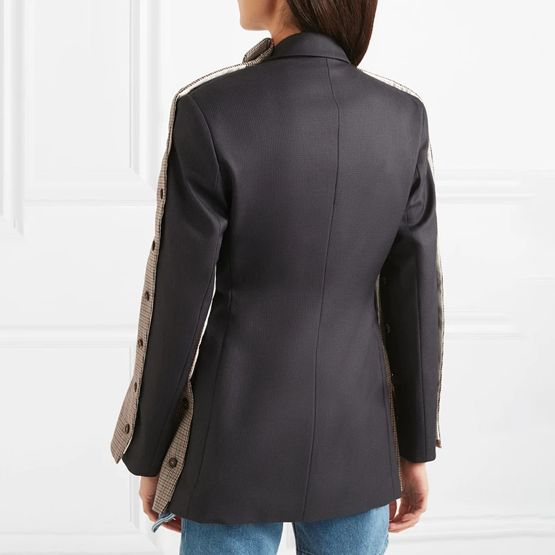 Женский блейзер Feminino клетчатый съемный двойной слой костюм Блейзер 2019 осень