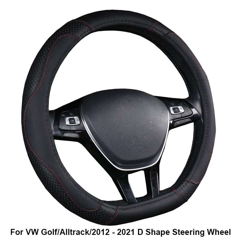 

Car Steering Wheel Cover D Type Wrap For VW Golf VII VIII 2012 - 2021 Golf Alltrack / R 2012 - 2021 PU Leather Funda Volante