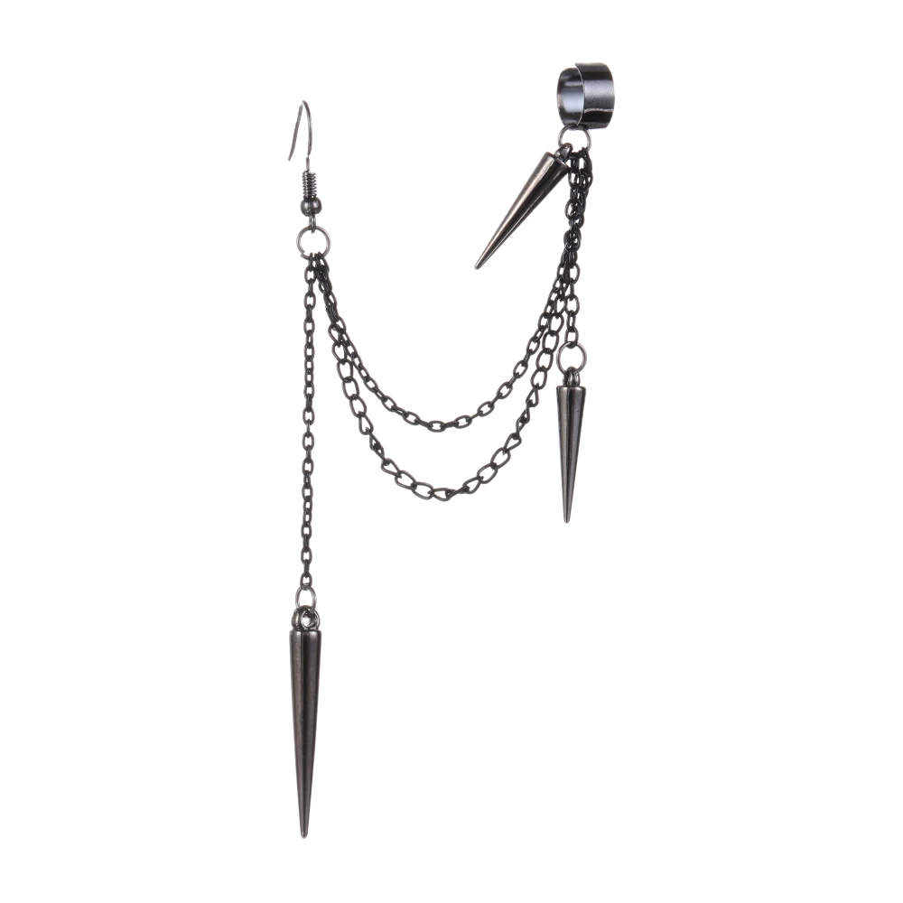 

Men Retro Black Tassel Chain Long Earrings Punk Earrings Hiphop Rivet Earrings For Women Gothic Party Jewelry Pendientes