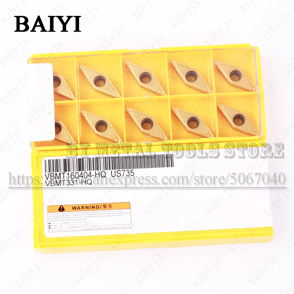 

10PCS VBMT160404-HQ US735 high quality external CNC lathe turning tool holder carbide Turning Inserts