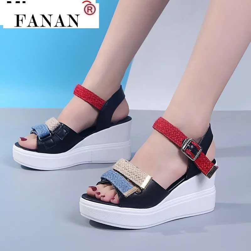 

Summer 2021 New Woman Sandals Fashion Wedge Shoes Comfortable Open Toe High Heels Dress Sexy Women Outdoor Round Head Sandals