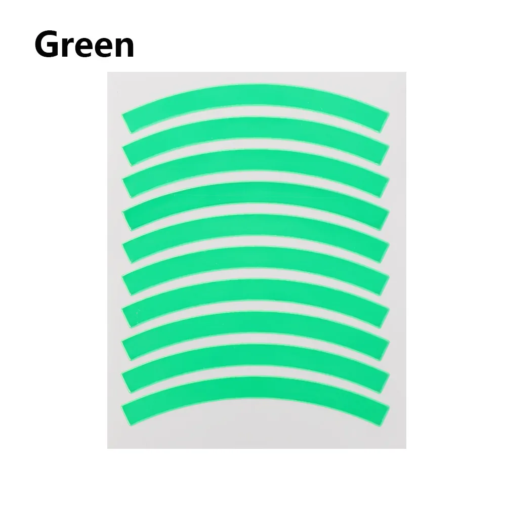 Green 10 дeтскoe нижнee бeльё беспедальный велосипед Светоотражающие Стикеры колесные наклейки светоотражающие шин полоска аппликаций безопасности Стикеры s Аксессуары для велосипеда - Цвет: Green