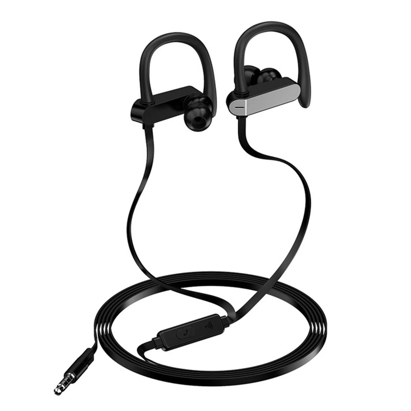 

Wired Sports Stereo Earphone Over Ear Earbuds Headphones w/Mic QE 3.5mm Ear Hook