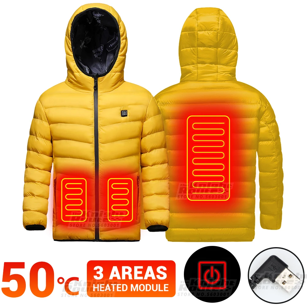 

2 Areas Children Winter Hetaed Vest USB Eletice Heating Jacket Kids Motorcycle Jacket Thermal Motorbike Moto Charging Clothing