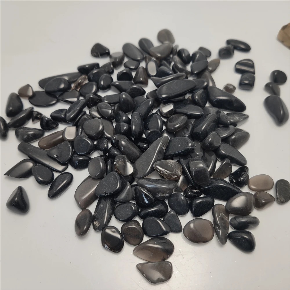 

7-12mm Natural Black Obsidian Quartz Gravel Degauss Purification Stone Mineral Fish Tank Health Decoration Furnishing Article