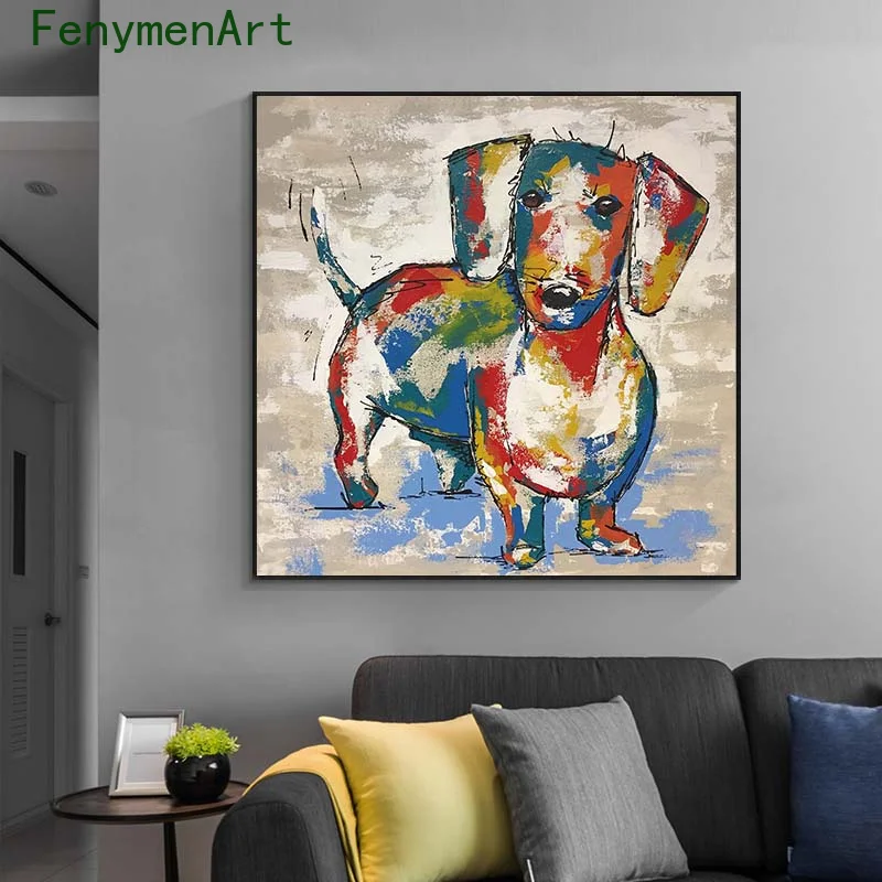 

Abstract Dachshund Canvas Painting Modern Dog Graffiti Posters Prints Nordic Wall Art pictures Living Room Home Cuadros Decor