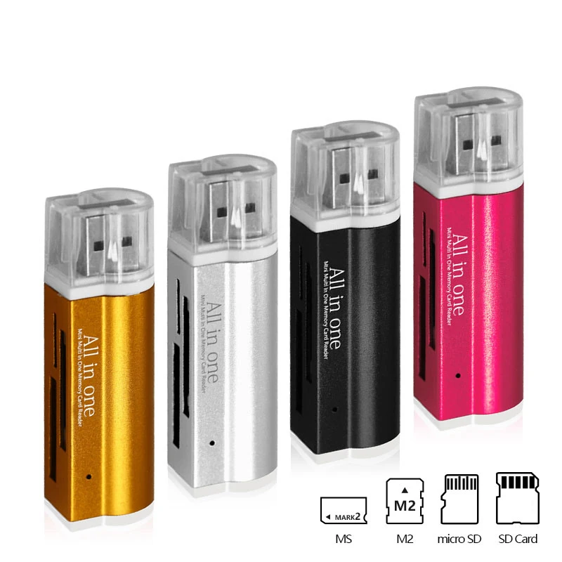 4 в 1 Micro USB 2,0 кард-ридер usb адаптер для Micro SD карты TF M2 MMC MS PRO DUO кардридер
