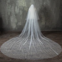 youlapan v09l pearls bridal veils with blusher long bridal veils 2 layers 5m3m veu de noiva elegant cathedral veil free shippin