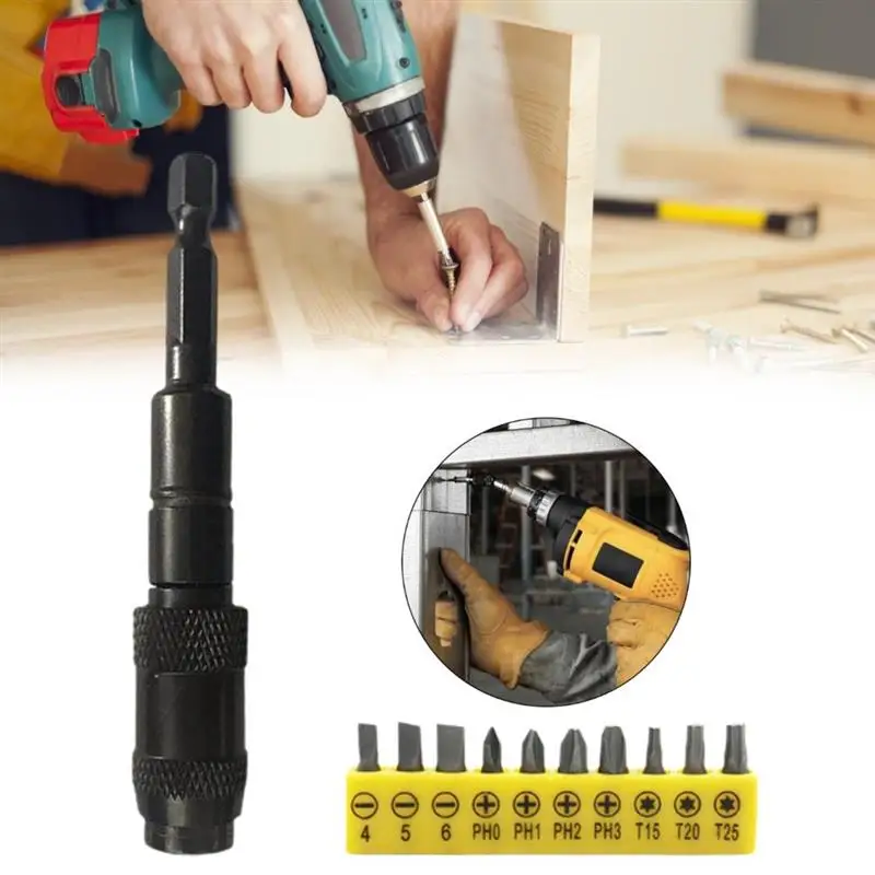 

1/4" Hex Magnetic Screw Drill Tip Drill Screw Tool Quick Change Locking Bit Holder Guide Drill Bit Screwdriver Pivot Hand Tools