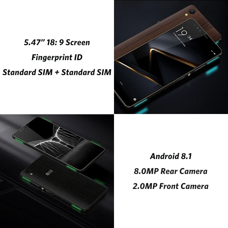 Elephone A2 5 47 дюймов 18:9 полноэкранный мобильный телефон Android 8 1 MT6580 четырехъядерный