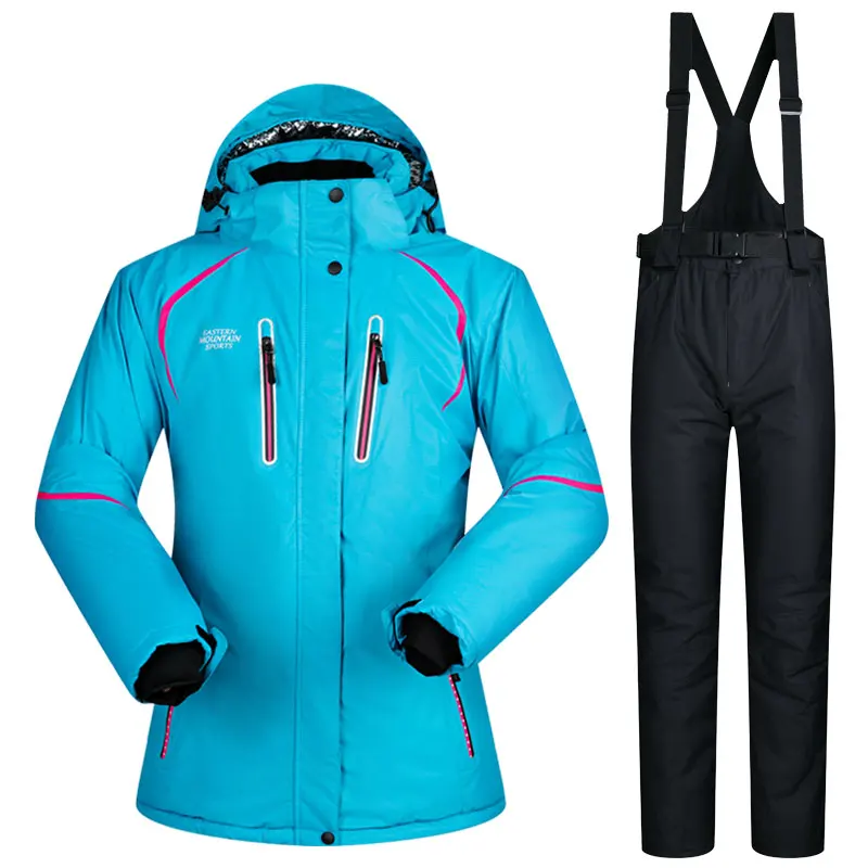 Лыжный костюм Женская зимняя снежная одежда комплект Толстая Водостойкая лыжная