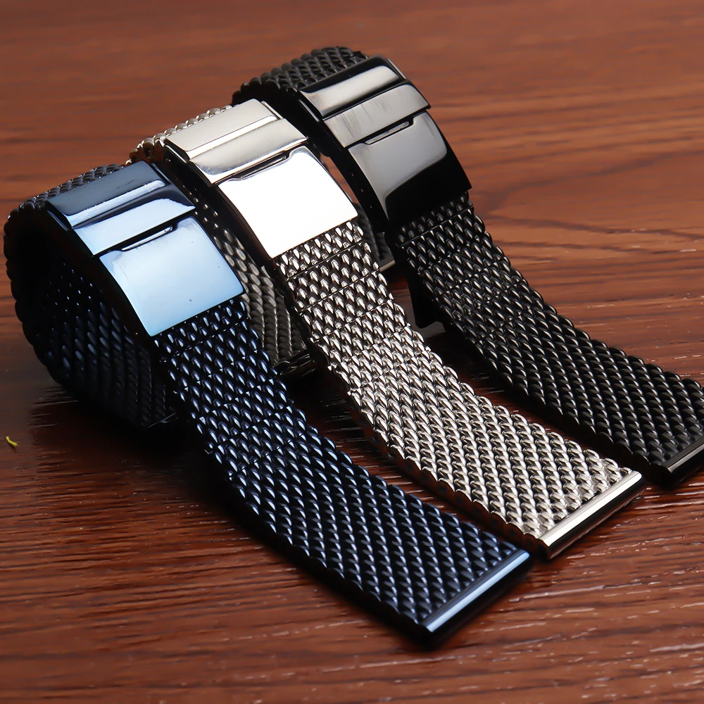 

High-quality mesh watchband belt for Breitling citizen Armani Transoceanic Men's Watch Accessories 22MM blue band watch strap