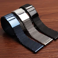high quality mesh watchband belt for breitling citizen armani transoceanic mens watch accessories 22mm blue band watch strap