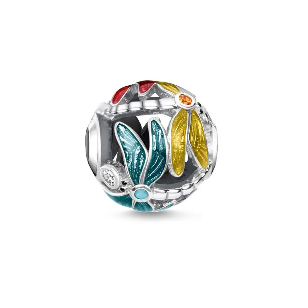 Dragonfly Лиса, сова, змея, стрекоза, Орел, Скорпион, бисер, 925 пробы, серебро, сделай сам, бисерный браслет, ожерелье, ювелирные аксессуары, CZ, животный Шарм - Цвет: Dragonfly