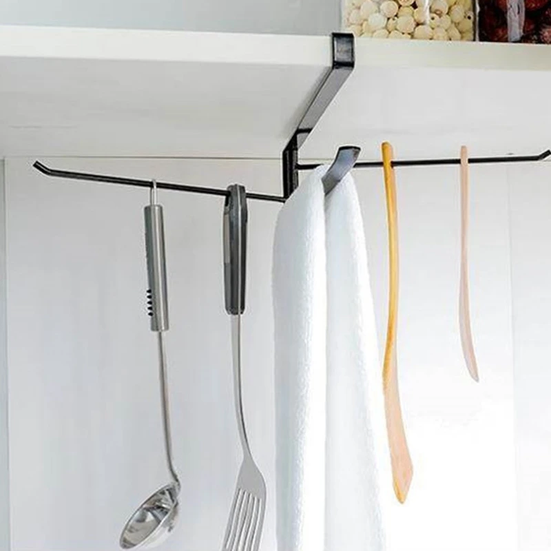 

Punch-Free Rag Rack Wrought Iron Multifunction Rotating Towel Rack Bathroom Kitchen Cabinet Rack