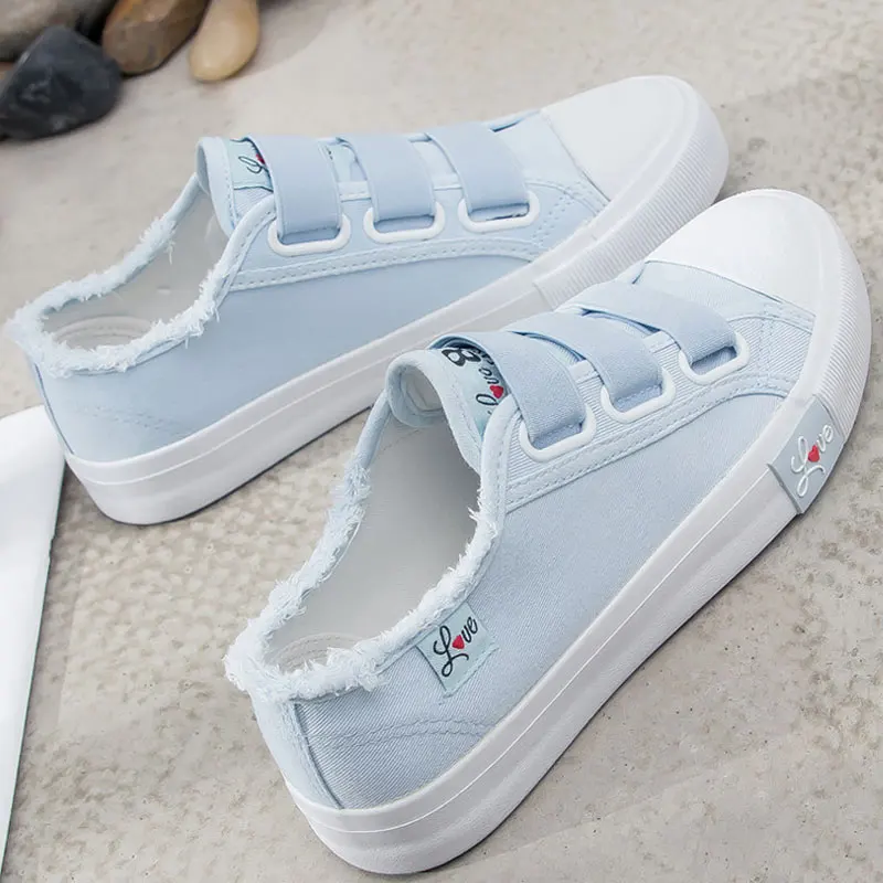 

Canvas shoes woman 2021 fashion comfortable summer flats Shoes female hook loop breathable sneakers women vulcanize shoes