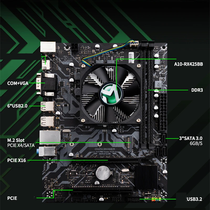 Материнская плата MAXSUN A10 четырехъядерный процессор RX452BB RAM DDR3 8G1600MHz * 2 = 16G с