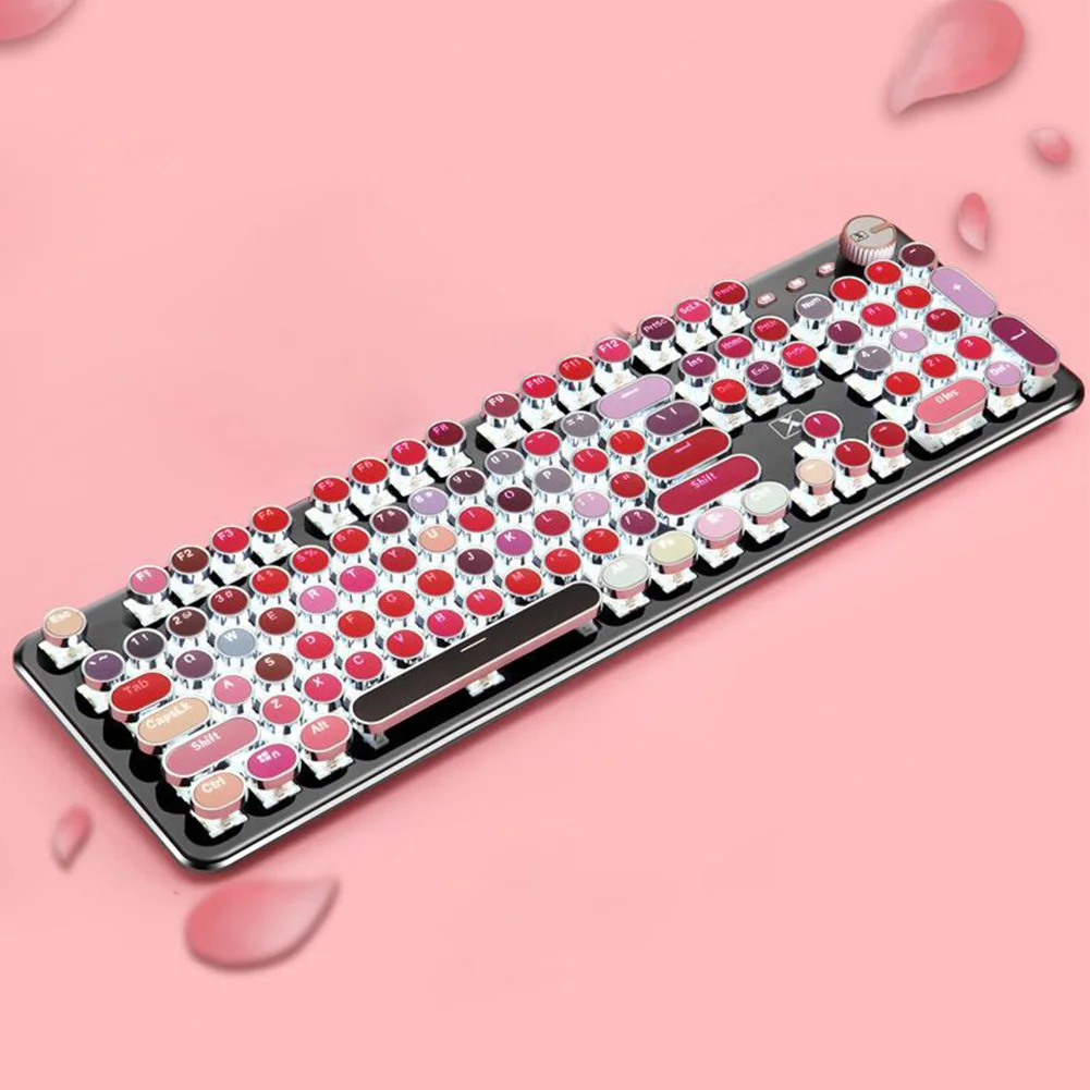 

K520 Ergonomics Professional 104 Keys Computer Lipstick Color Desktop Accessory Wired Fashion Keyboard Mechanical Gaming USB