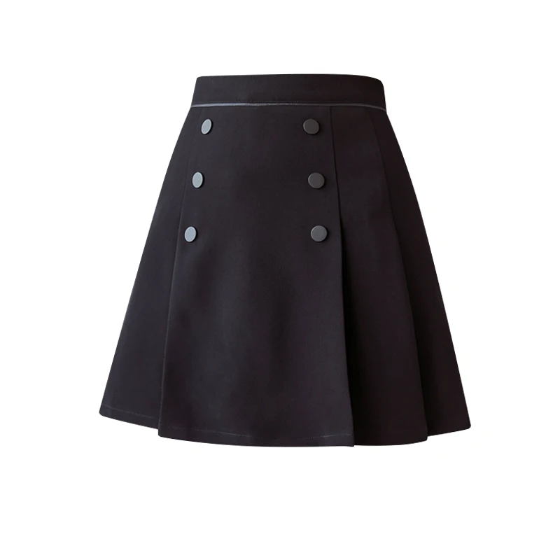 

2021Double Breasted Korean Pleated Skirt Women For Summer High Waist A-line Mini Skirt Women Slim Hip Skirts Womens
