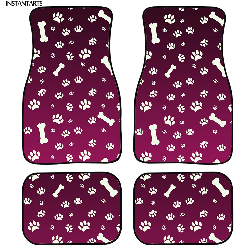 

Набор из 4 автомобильных ковриков, прочные нескользящие коврики для пола с милым рисунком следов, резиновые напольные коврики