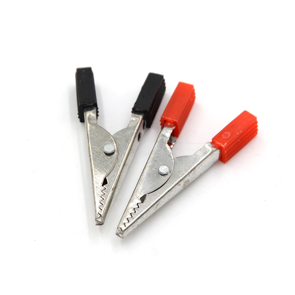 10 шт./лот красные + черные изолированные зажимы типа крокодил 48 мм пластиковая