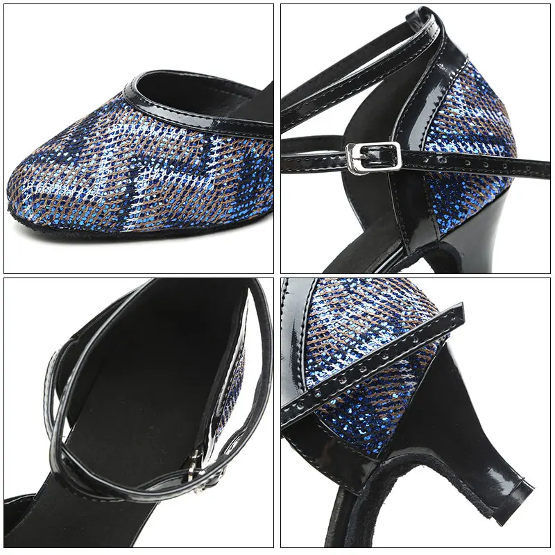 Hipposeus Women Dancing Shoes Female Latin Salsa Tango Ballroom Dance Shoes Girls Modern Soft Sole Thin Heel Party Dance Shoes
