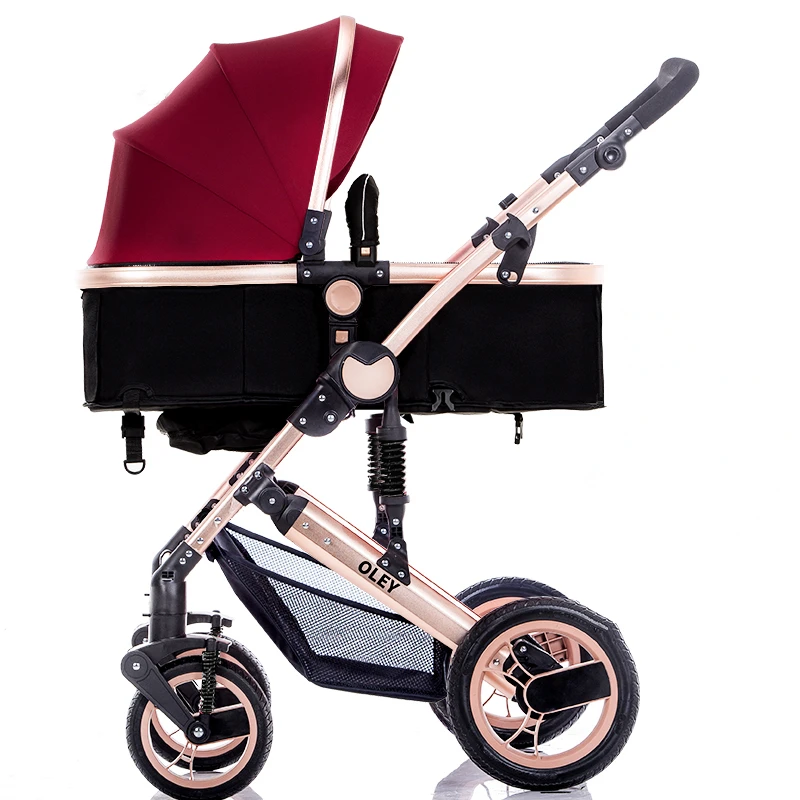 Легкая Роскошная детская коляска 3 в 1 портативная двухсторонняя с высоким