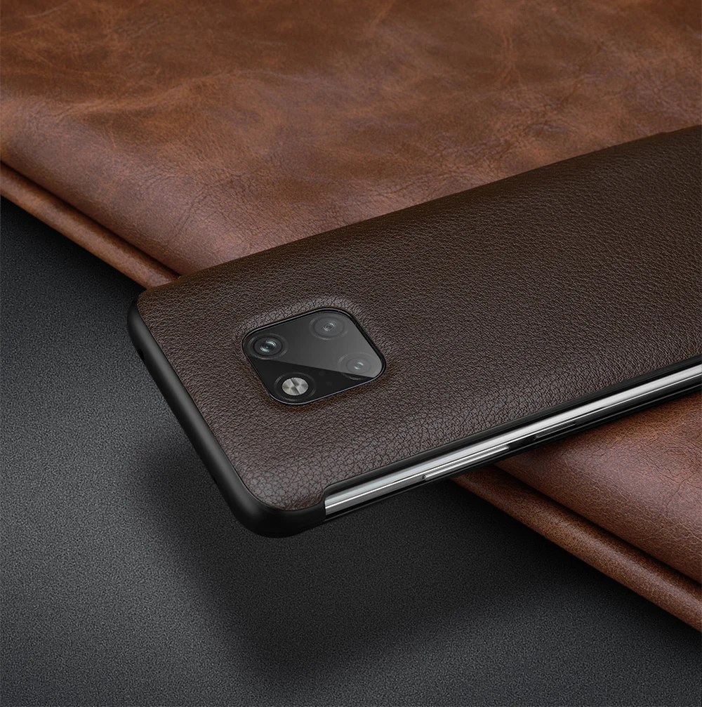 KAIBASSCE Luxury Business Leather lychee Pattern Smart sleep wake Case For Huawei Mate 20Pro Mate 20RS Mate 20X/5G Case Cover
