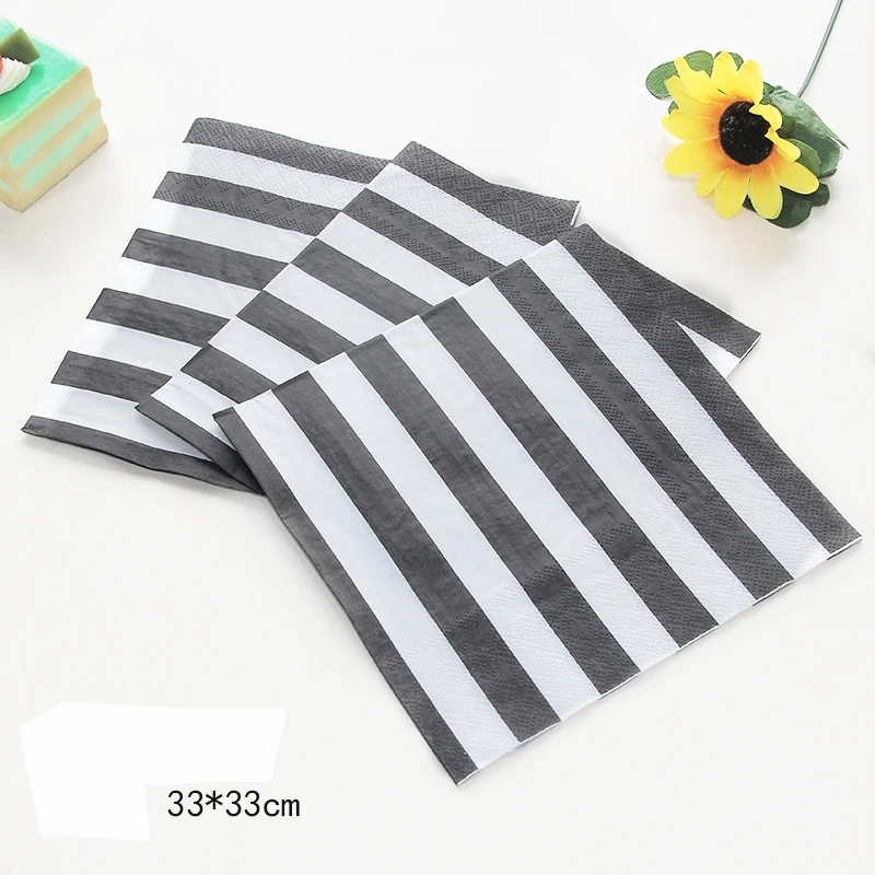 Одноразовый набор для вечеринки в черно белую полоску коробка пирожных попкорна