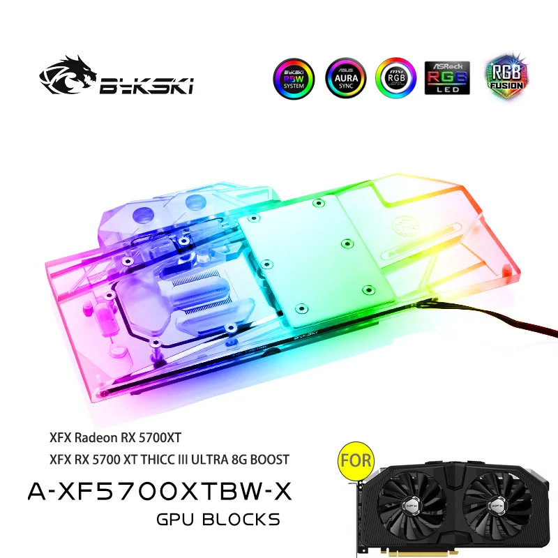 Bykski A XF5700XTBW X полное покрытие AMD GPU Блок для XFX Radeon RX 5700XT/ 5700 XT большая попа милф III