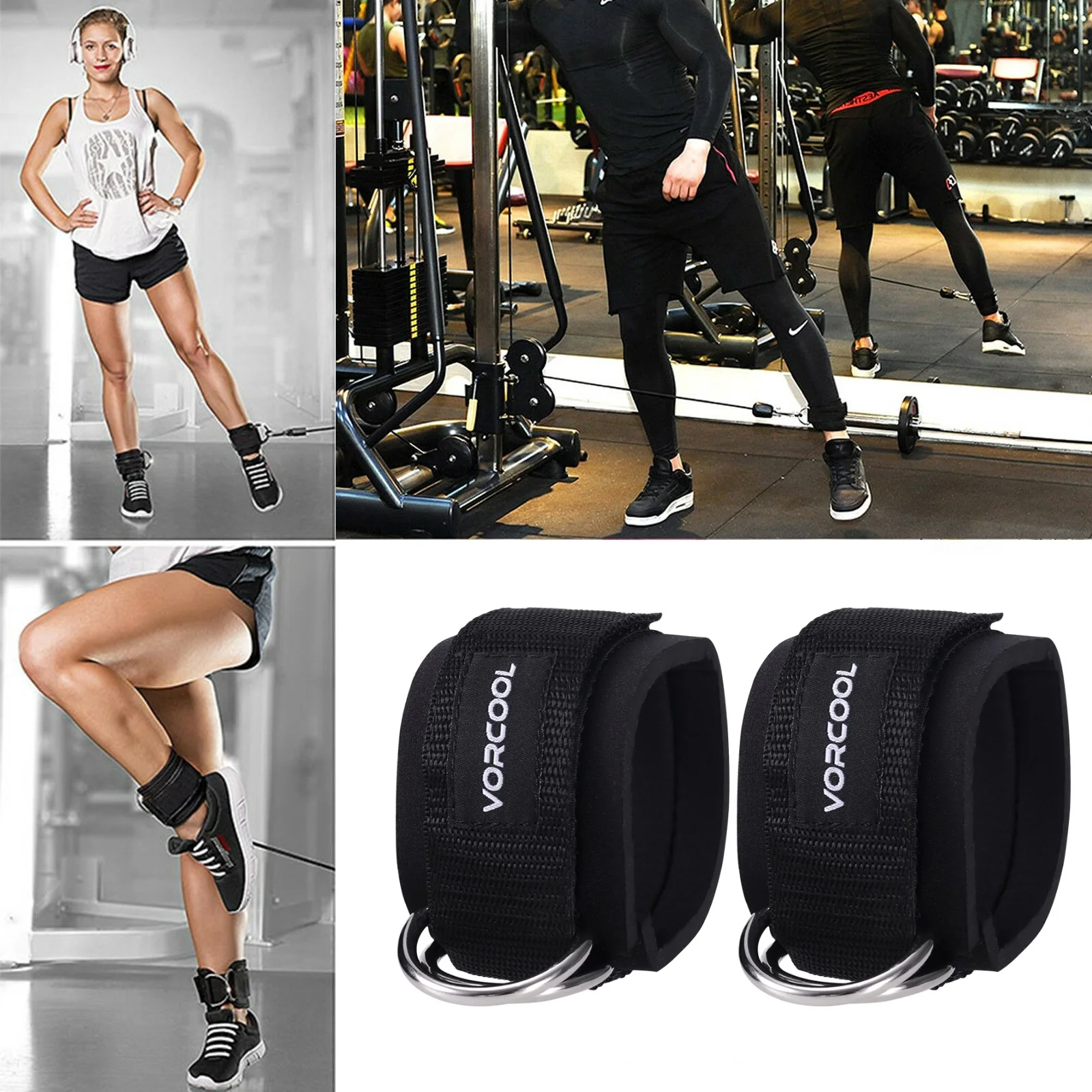 

2pcs Sport Fitness Ankle Straps Padded D-Ring Ankle Guard Strap For Gym Workouts Strap Belt Ankle Protector With Carry Bag
