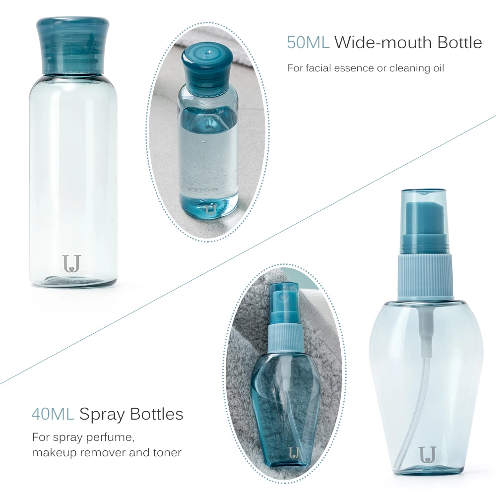 Travel Size Toiletry Bottles Set Cosmetic Makeup Liquid Containers Leakproof Accessory with Storage Pouch for Men Women | Спорт и