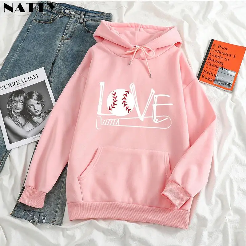 

Autumn Winter New Sweater Loose Plus Size Casual Love Printed Plus Velvet Thick Hoodies Tops Pockets Long Sleeve Pullover XS-4XL