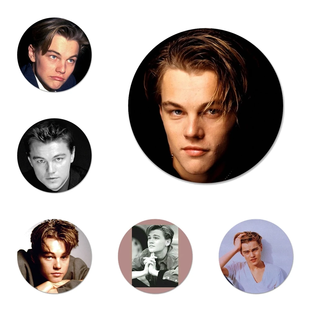 

Leonardo Dicaprio young Icons Pins Badge Decoration Brooches Metal Badges For Clothes Backpack Decoration 58mm