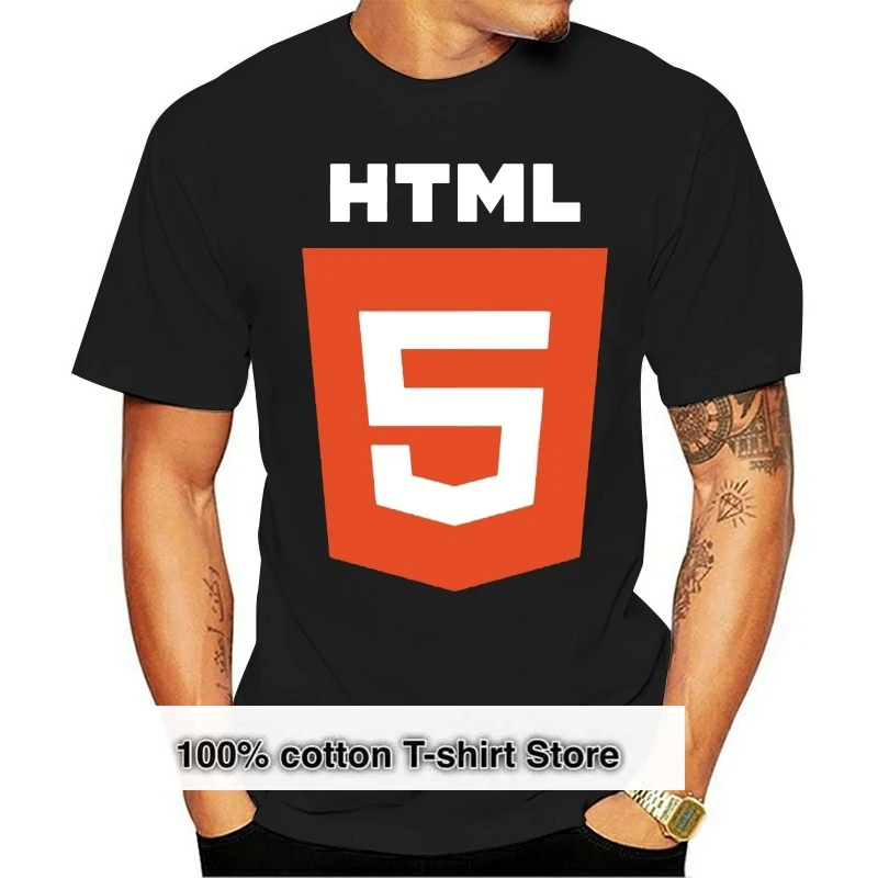 

HTML5 HTML Hypertext Markup Language Logo Geek T-Shirt Hot T-shirt
