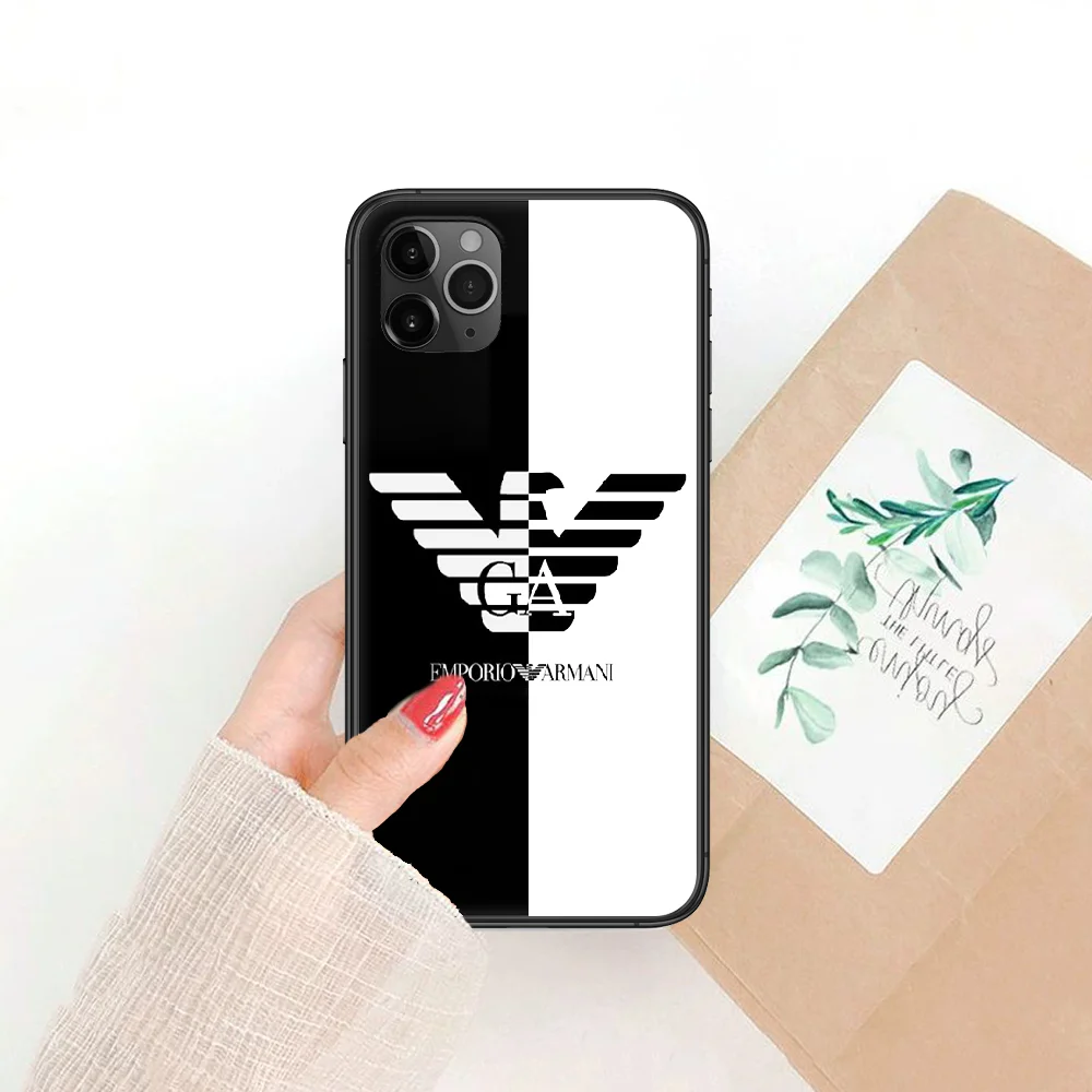 

Italy GA Luxury Ea7 Phone Case Cover Hull For iphone 5 5s se 2 6 6s 7 8 12 mini plus X XS XR 11 PRO MAX black tpu coque fashion