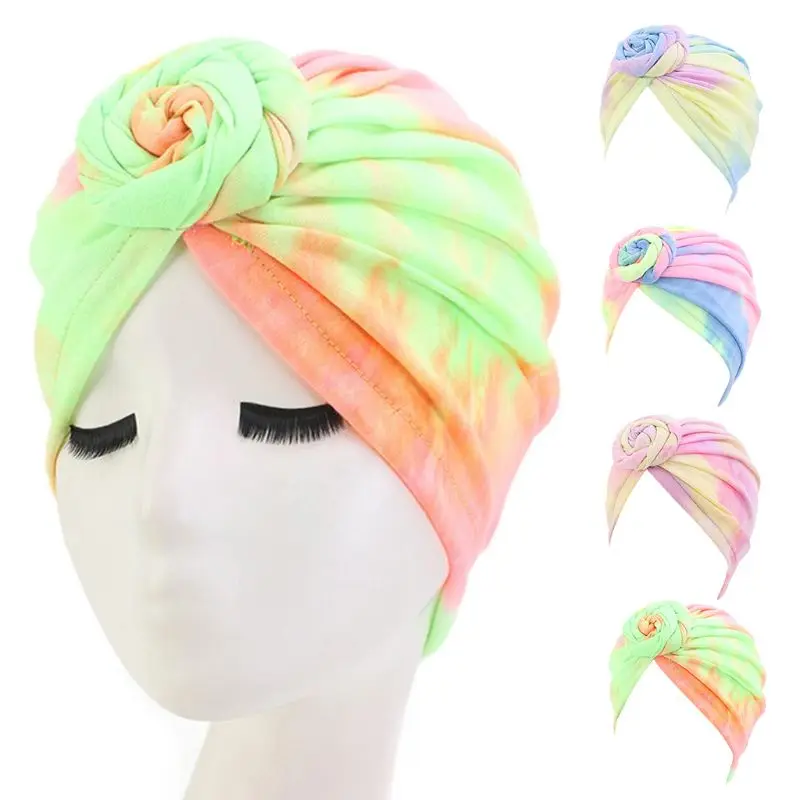 

Женская богемная спиральная Цветочная тюрбан с узлом, шляпа стрейч, Женская цветная Кепка для выпадения волос, Chemo, мусульманская бандана, и...