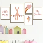 Кролик мороженое обувь любовь цитаты в скандинавском стиле плакаты и принты настенная Картина на холсте Мультяшные настенные картины для девочек Декор детской комнаты