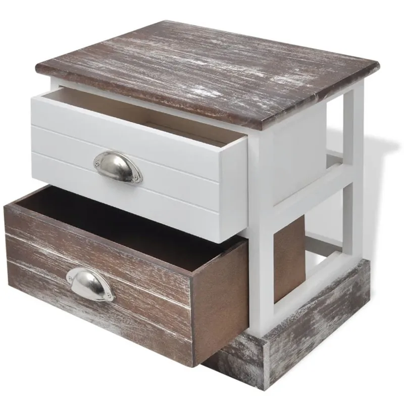 Bedside Cabinet Brown and White Tables |