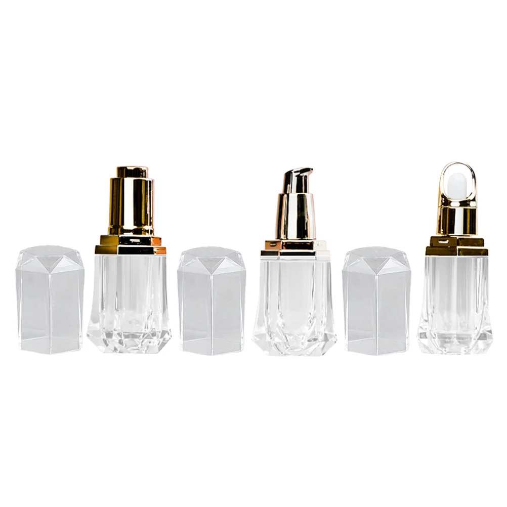 

3pcs Cosmetics Sub Bottles Pressing Type Bottles Acrylic Sub Package Bottles