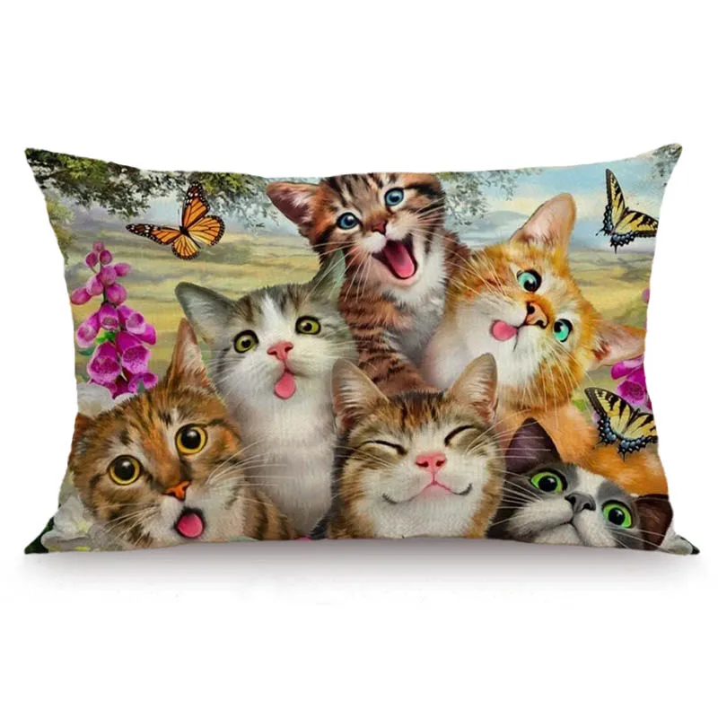 Cute Animal Cushion Cover Home Decoration Dog Cat Double-Sided Printing Throw Pillow Covers Decorative Pillows Case Decor | Дом и сад