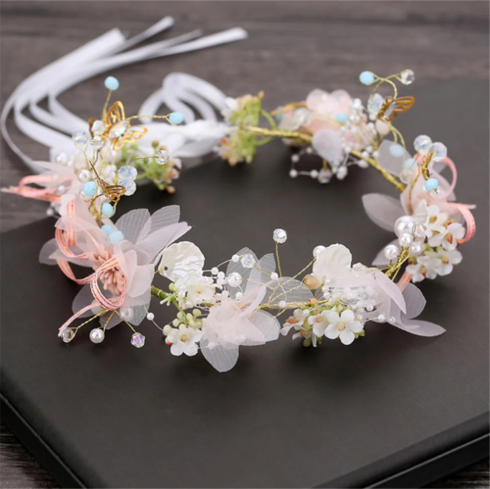 

Sen series new butterfly juan yarn bridal headdress wreath headband shape wrist flower handmade lace knot wedding accessories