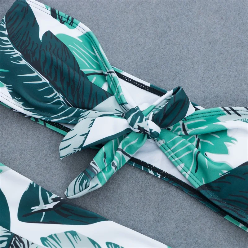 

Sexy 2019 Bikini Swimsuit Women Swimwear Push Up Bikinis Set Leaf Print Female High Waist Swimming Suits for Bathing Suit