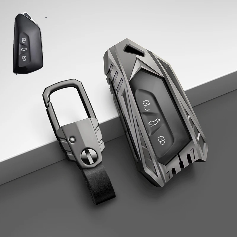 Car Zinc Alloy Key Case Holder Cover For Volkswagen Golf 8 Mk8 2020 Skoda Octvia 3 5/4/3Buttons Auto Styling
