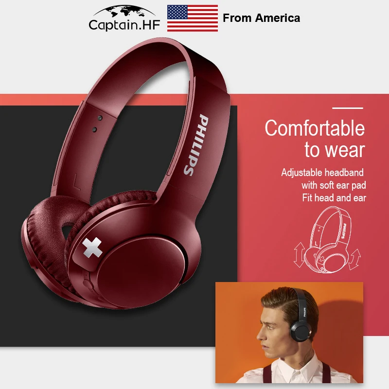 

US Captain Philips BASS+ SHB3075 Wireless On Ear Headphone with Microphone, up to 12 Hours of Playtime